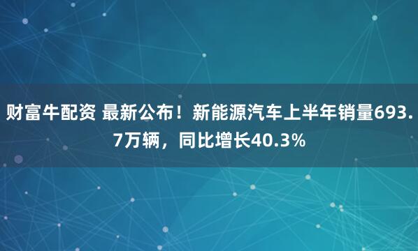 财富牛配资 最新公布！新能源汽车上半年销量693.7万辆，同比增长40.3%
